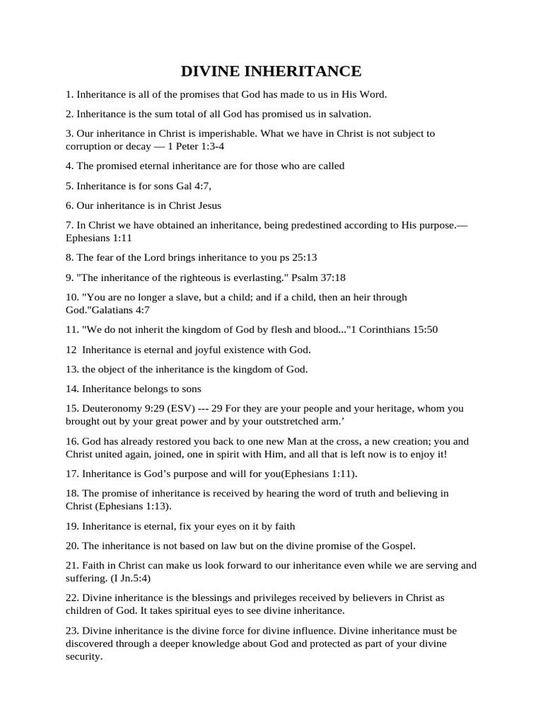 DIVINE INHERITANCE | PDF | Pride | Jesus
