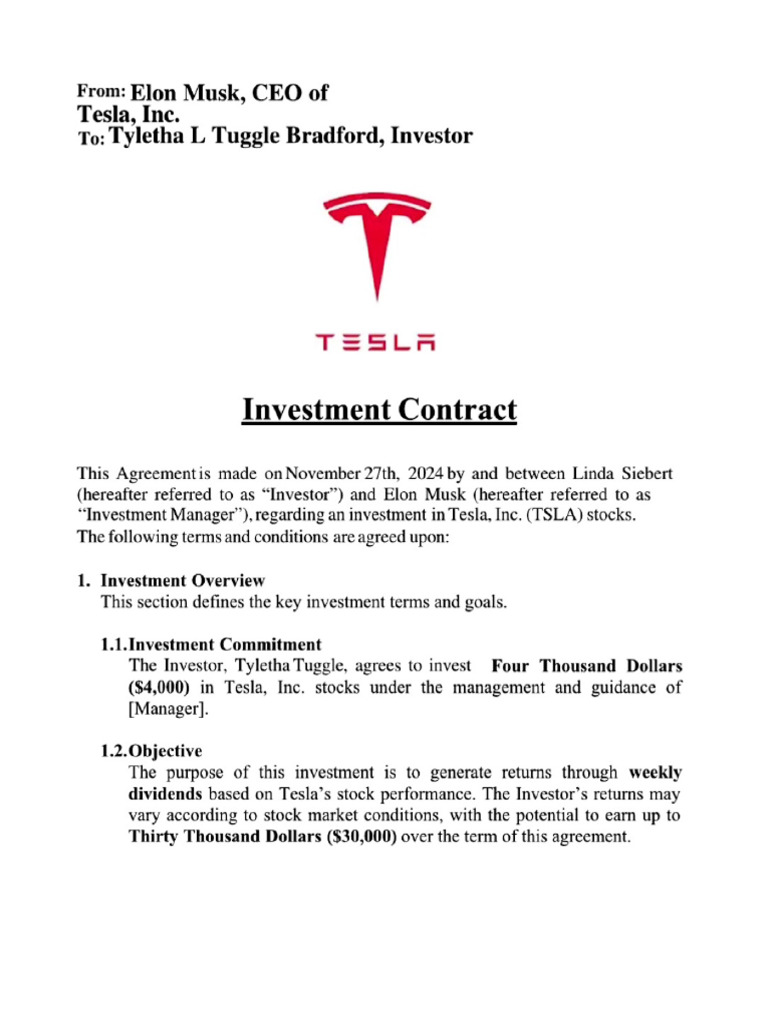 Tesla Stock Contract | PDF