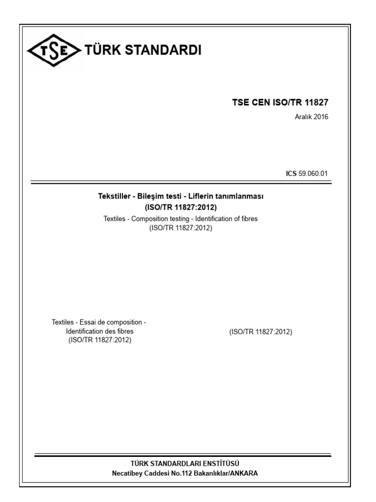Tse - Cen - Iso - TR - 11827 2012 | PDF