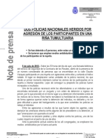 Dos Policías Heridos y Cinco Detenidos en Una Pelea en Los Rosales