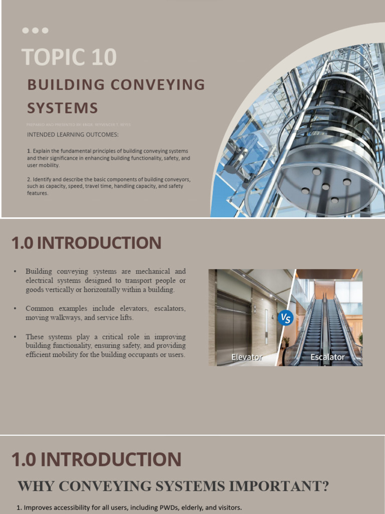 Topic 10 Building Conveying Systems | PDF | Elevator | Escalator
