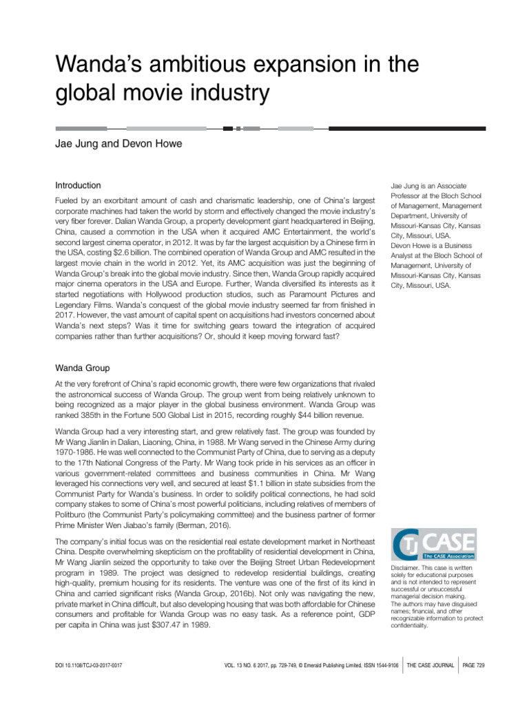 Case 8 Wanda Global Expansion | PDF | Movie Theater | Copyright ...