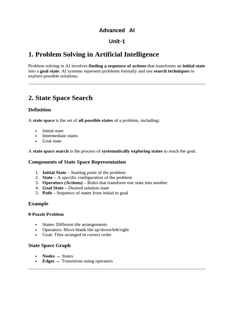 Unit 1 Advanced AI Notes | PDF | Computer Programming | Applied Mathematics