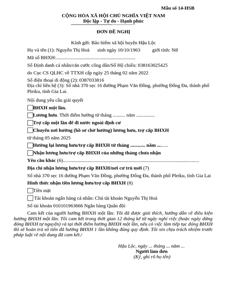 Mẫu 14-HSB | PDF