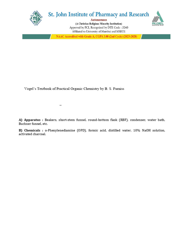 Experiment No. 1 Synthesis of Benzimidazole | PDF | Melting Point ...