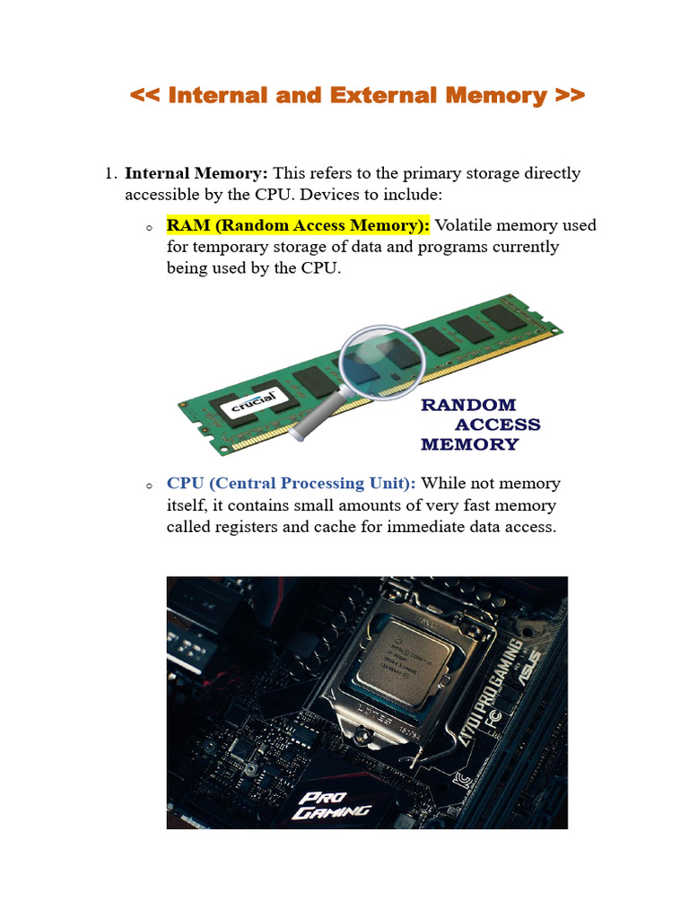 Internal and External Memory | PDF