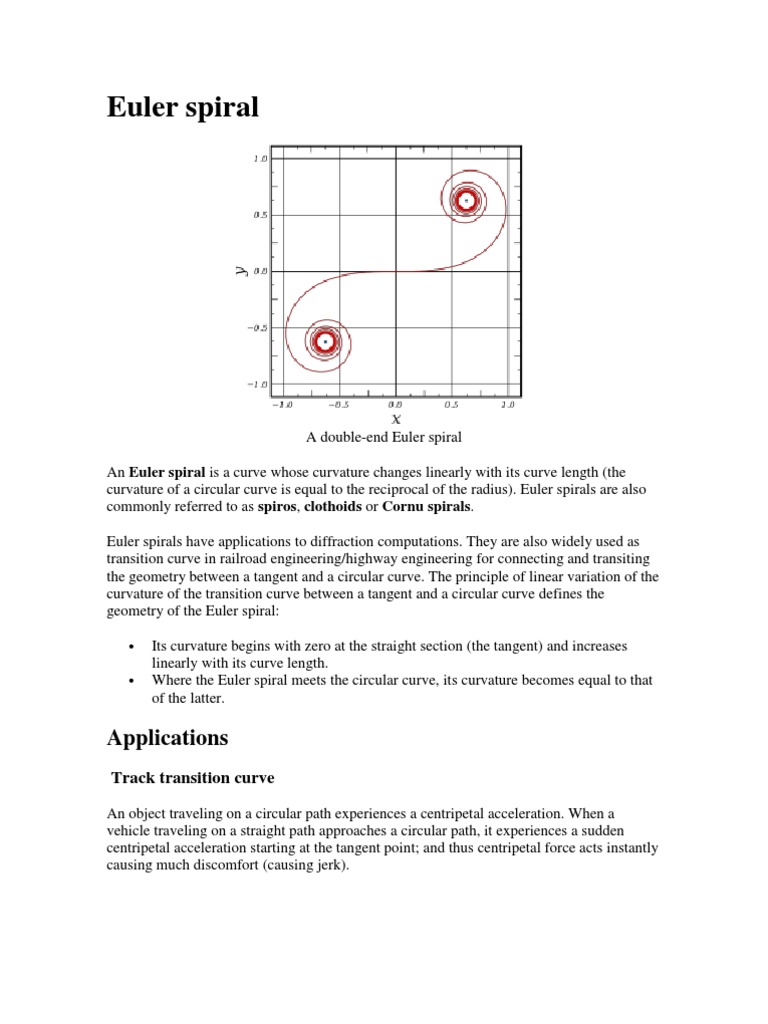 Euler Spiral PDF Geometry Geometric Shapes