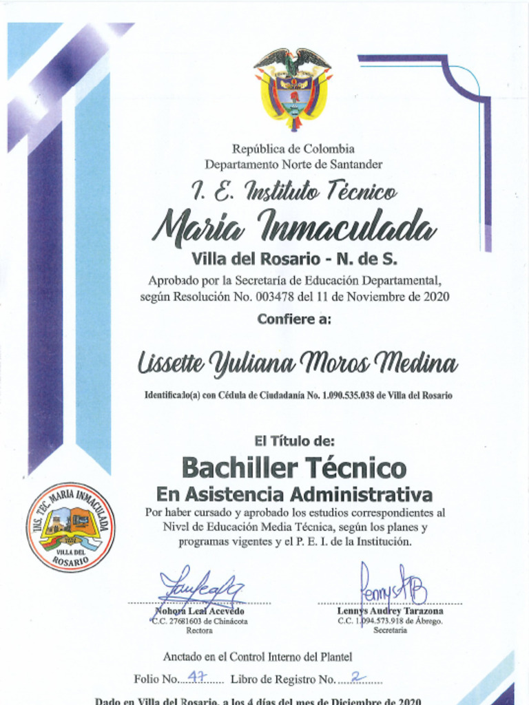 Titulo Bachiller | PDF