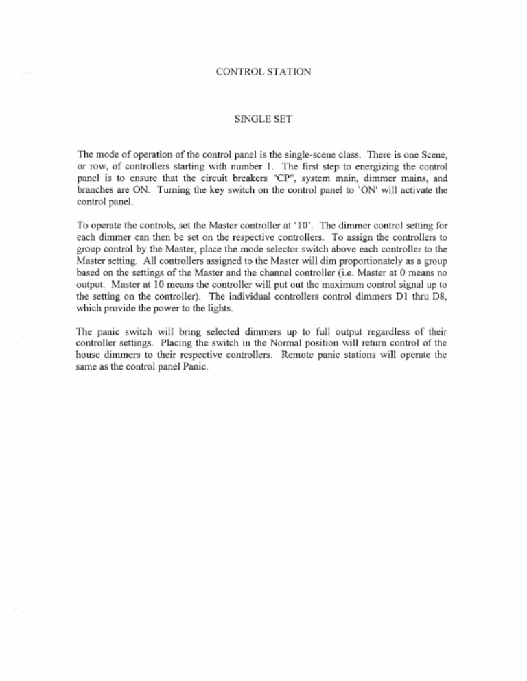 Control Station Single Set | PDF