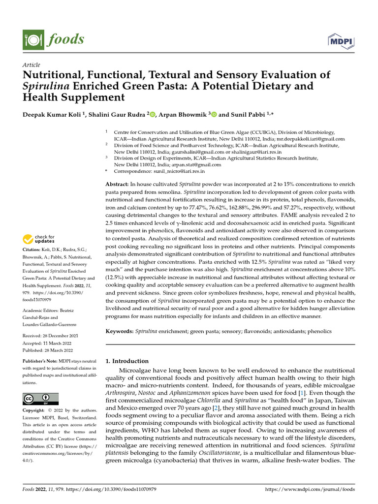 Foods 11 00979 v4 | PDF | Pasta | Dietary Supplements