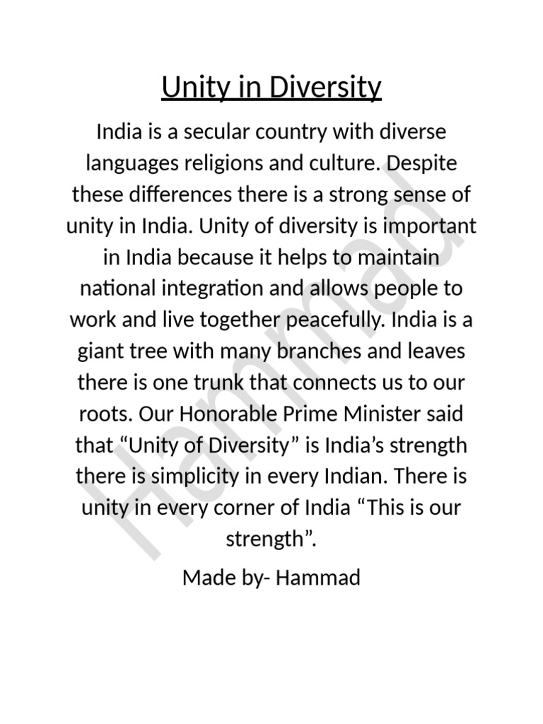 Unity in Diversity | PDF
