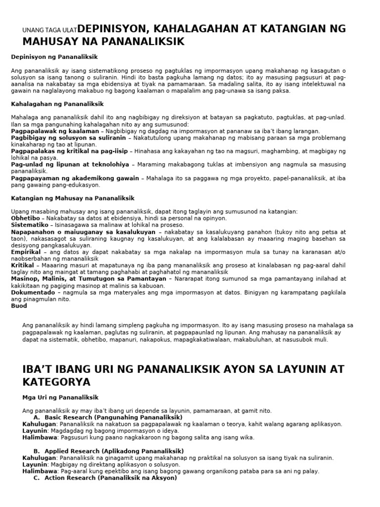 Unang Taga Ulat | PDF