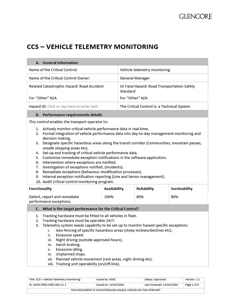 CCS - Vehicle Telemetry Monitoring | PDF | Specification (Technical ...