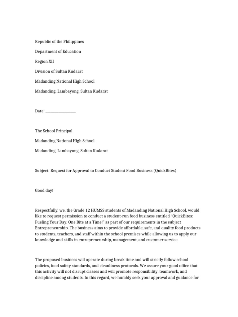 QuickBites Communication Letter | PDF