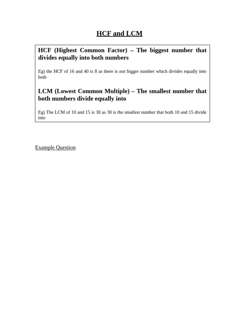 4) Prime Decomposition, HCF and LCM Summary Sheet | PDF