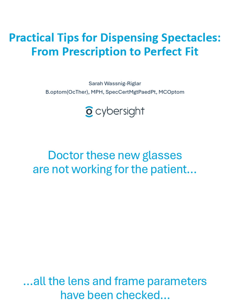 Practical Tips For Dispensing Spectacles | PDF | Optometry | Eye