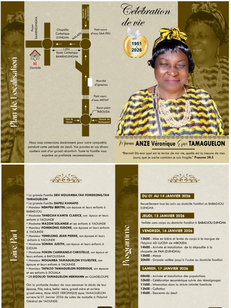 Programme Des Obsèques de Maman ANZE Veronique Dit MAA PAH | PDF