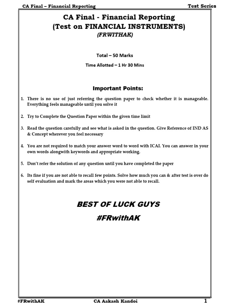 Test 3 - Financial Instruments - Ques | PDF | Interest | Preferred Stock