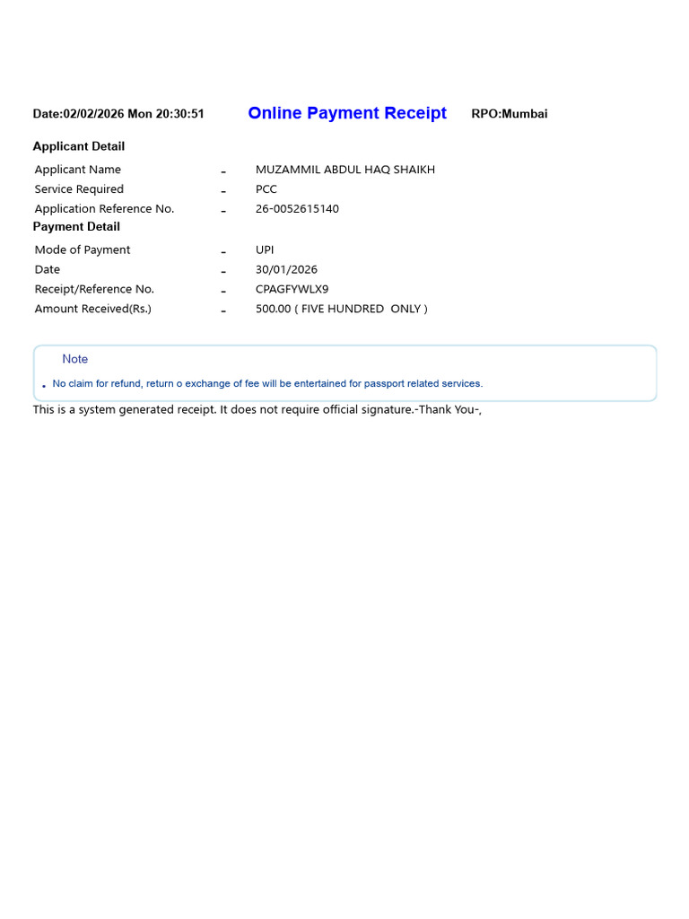 Payment Receipt | PDF