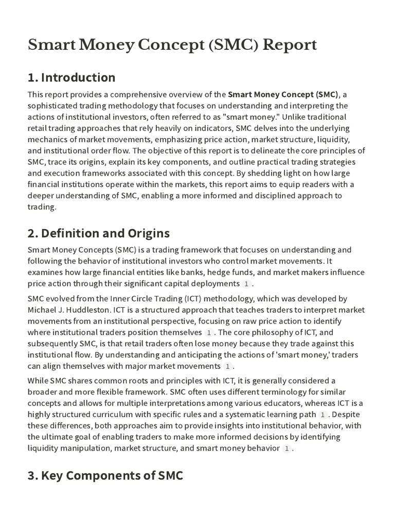 Smart Money Concept (SMC) Report | PDF | Market Trend | Market Liquidity