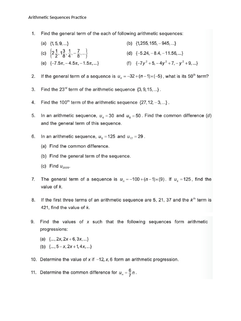 Arithmetic Seq Practice_Day 2 | PDF