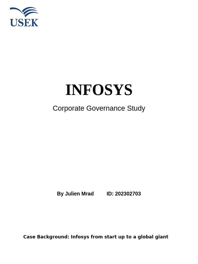 Infosys Case Study - Julien Mrad | PDF | Governance | Corporate Governance