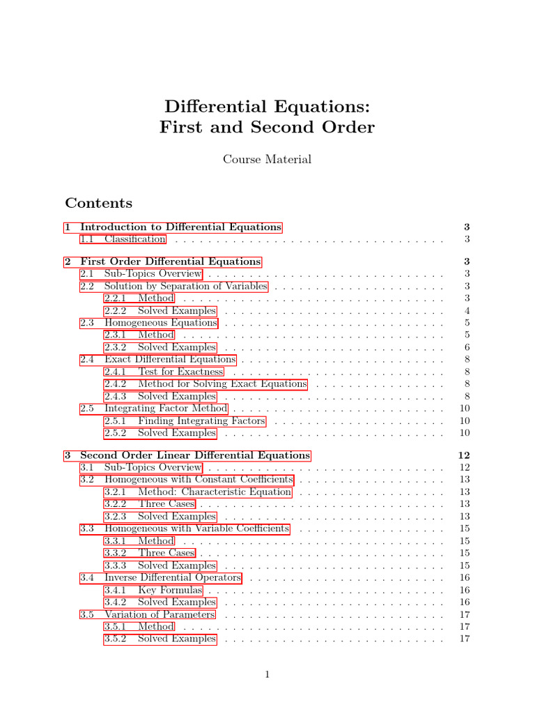 Differential Equations: First and Second Order | PDF | Mathematical ...