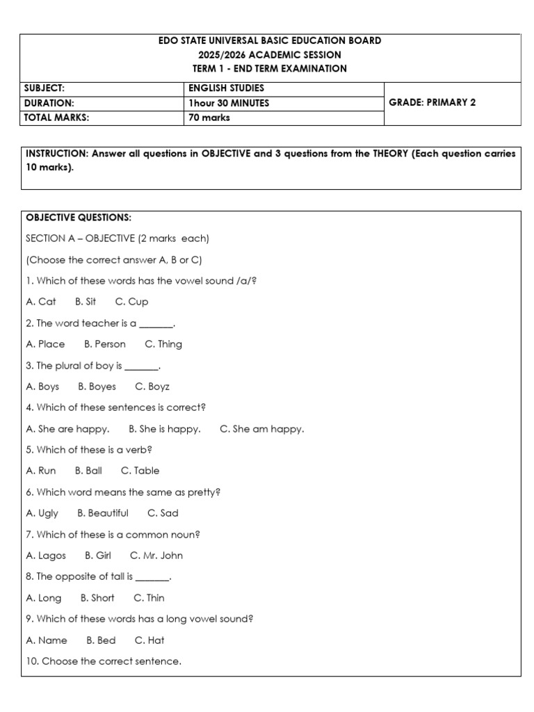 English p2 Term 1 Exams | PDF | Verb | Noun