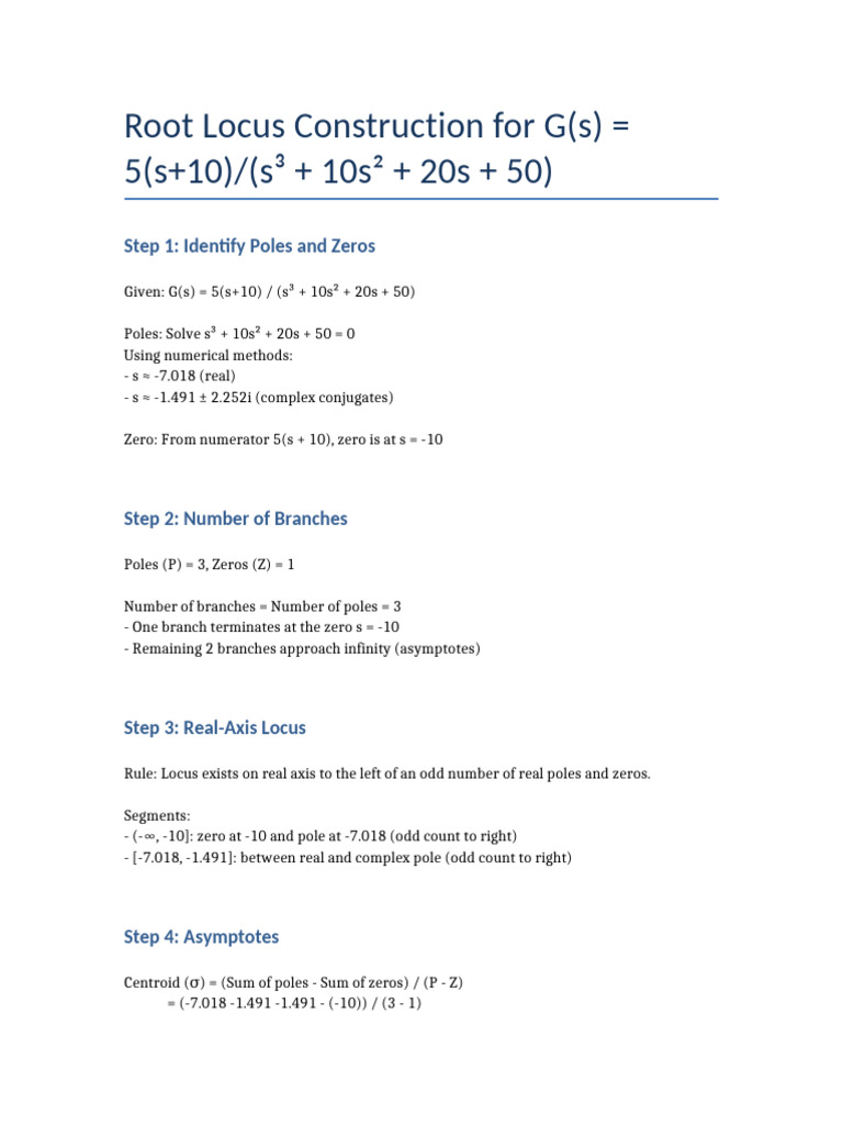 Root Locus Construction | PDF | Mathematics | Mathematical Analysis
