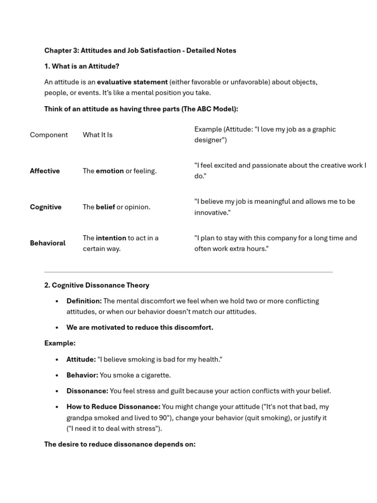 Chapter 3 and 2 OB Notes | PDF | Attitude (Psychology) | Classical ...