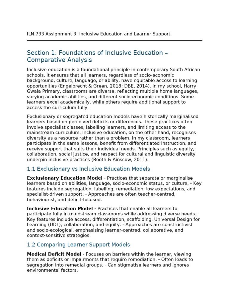 Iln733 Inclusive Education Full (1) | PDF | Constructivism (Philosophy ...