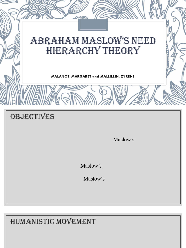 Maslow Hierarchy of Needs Theory | PDF | Self Actualization ...
