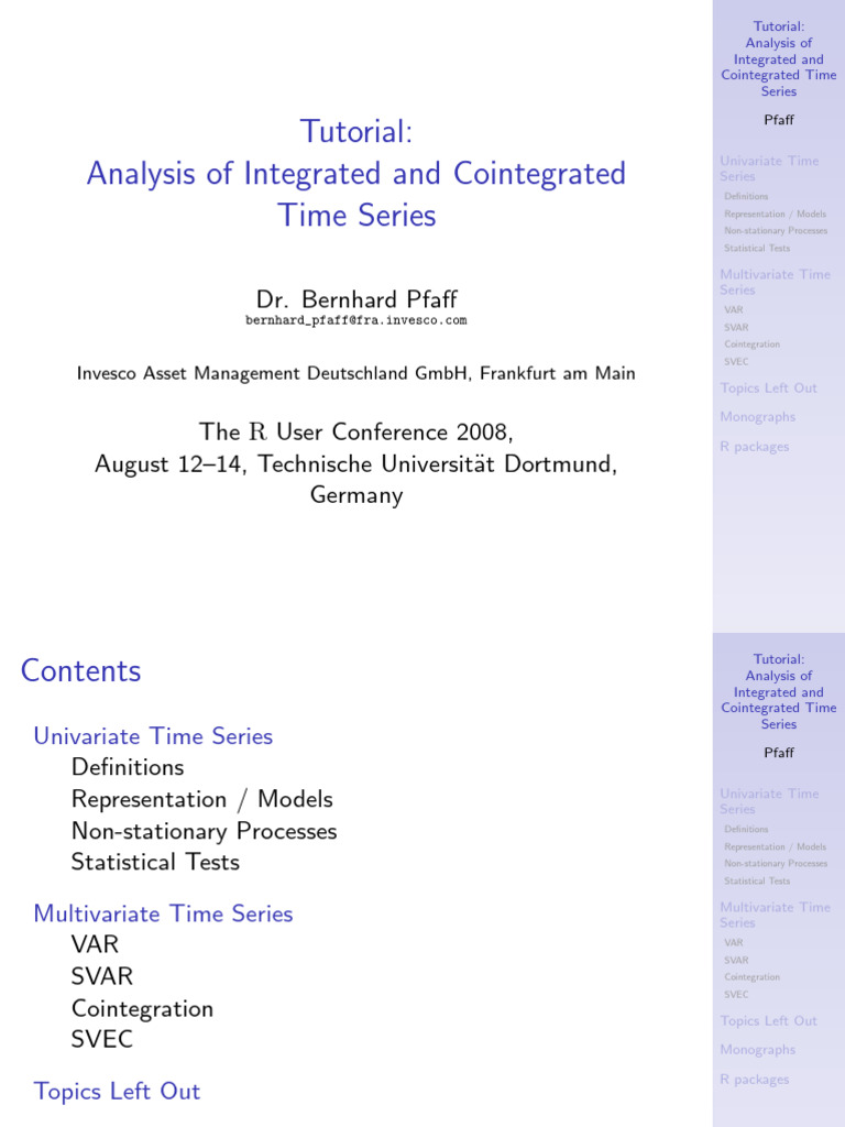 Tutorial - Analysis of Integrated and Cointegrated Time Series 2008 ...