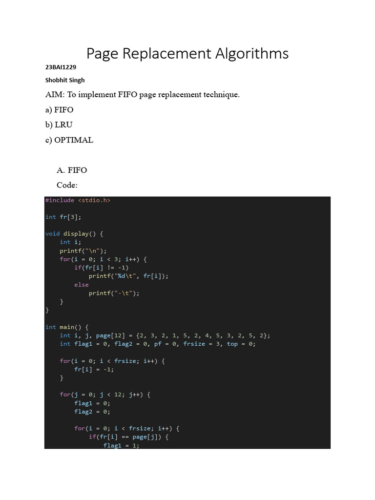 Page Replacement Algorithms | PDF | Computing | Computer Memory
