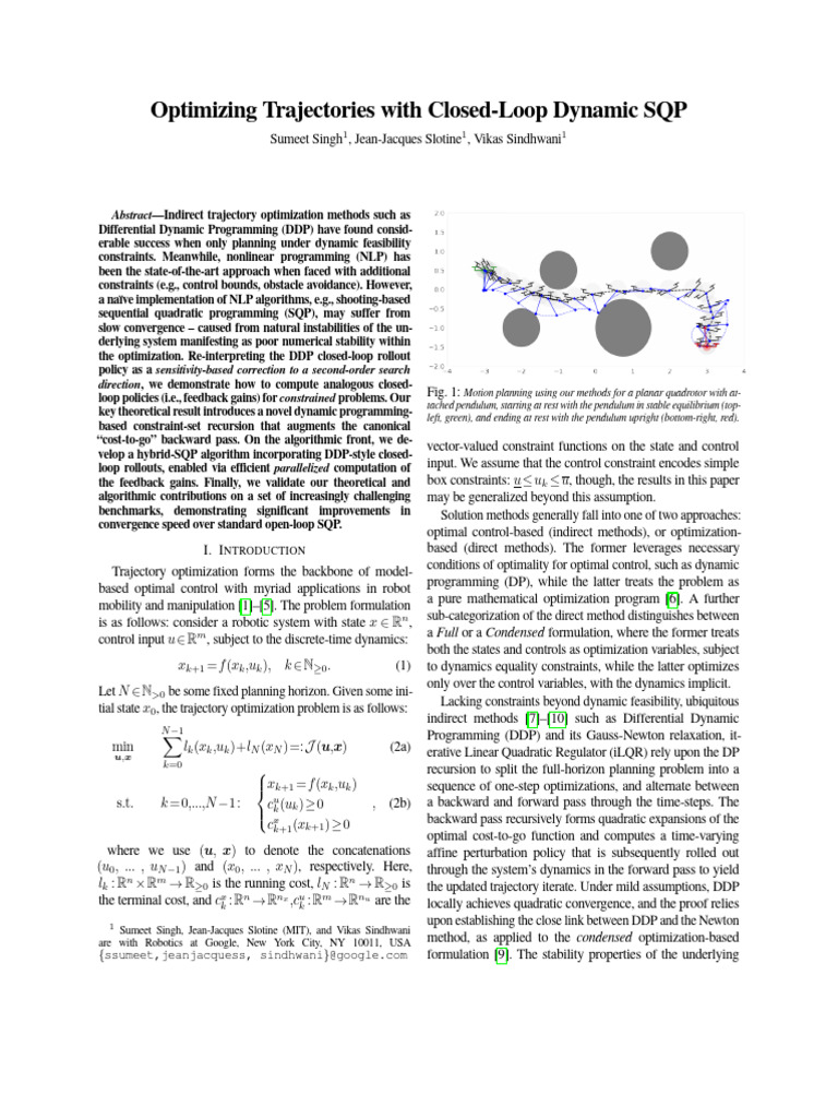 Optimizing Trajectories with Closed-Loop Dynamic SQP | PDF ...