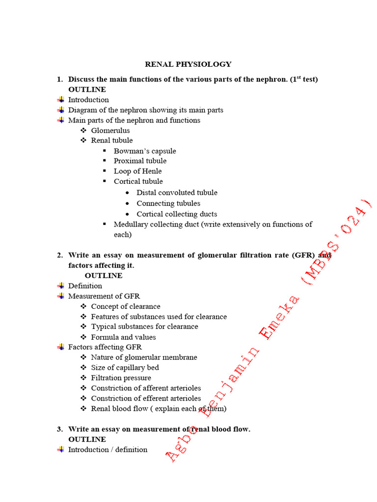 Modified Physiology Outlines by Agbo Benjamin | PDF | Heart | Physiology