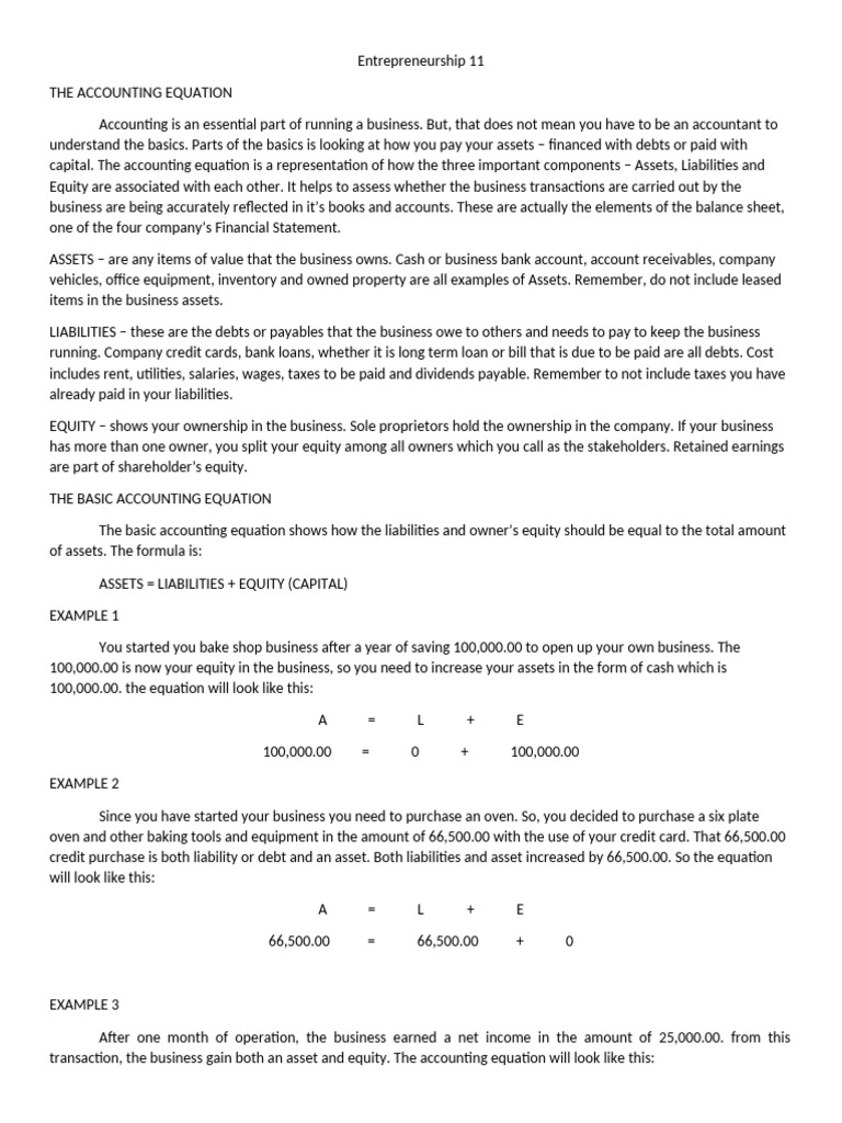 ENTREP 6th Week | PDF | Debits And Credits | Equity (Finance)