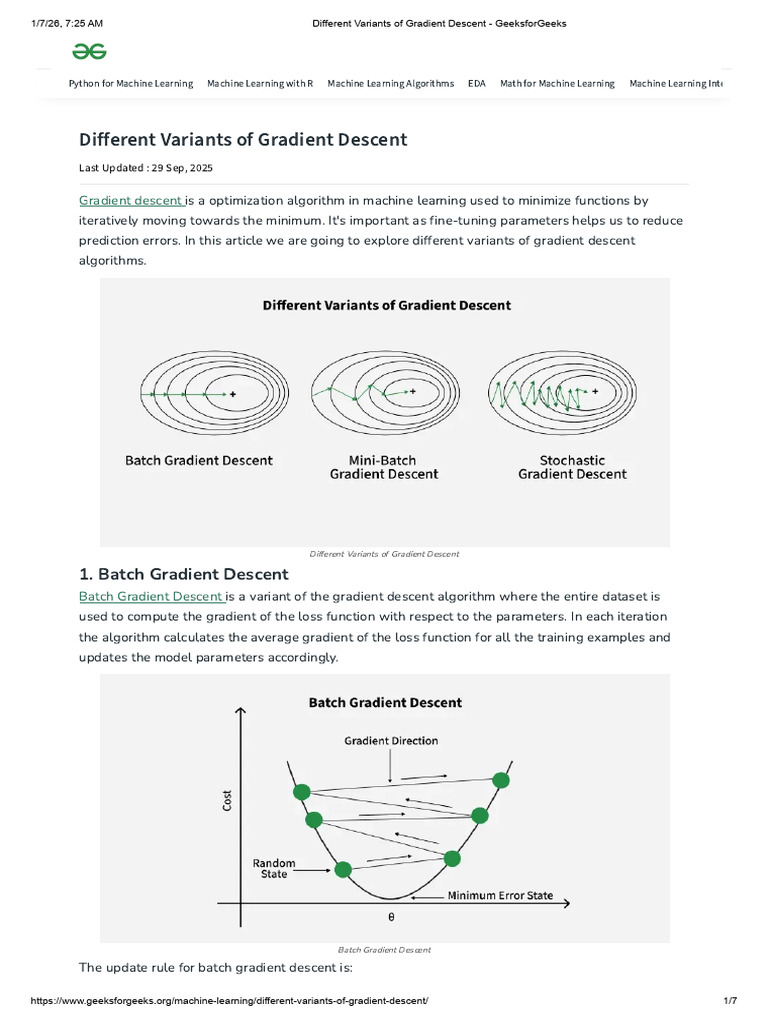 Gradientdescent and Its Variants | PDF | Applied Mathematics | Algorithms