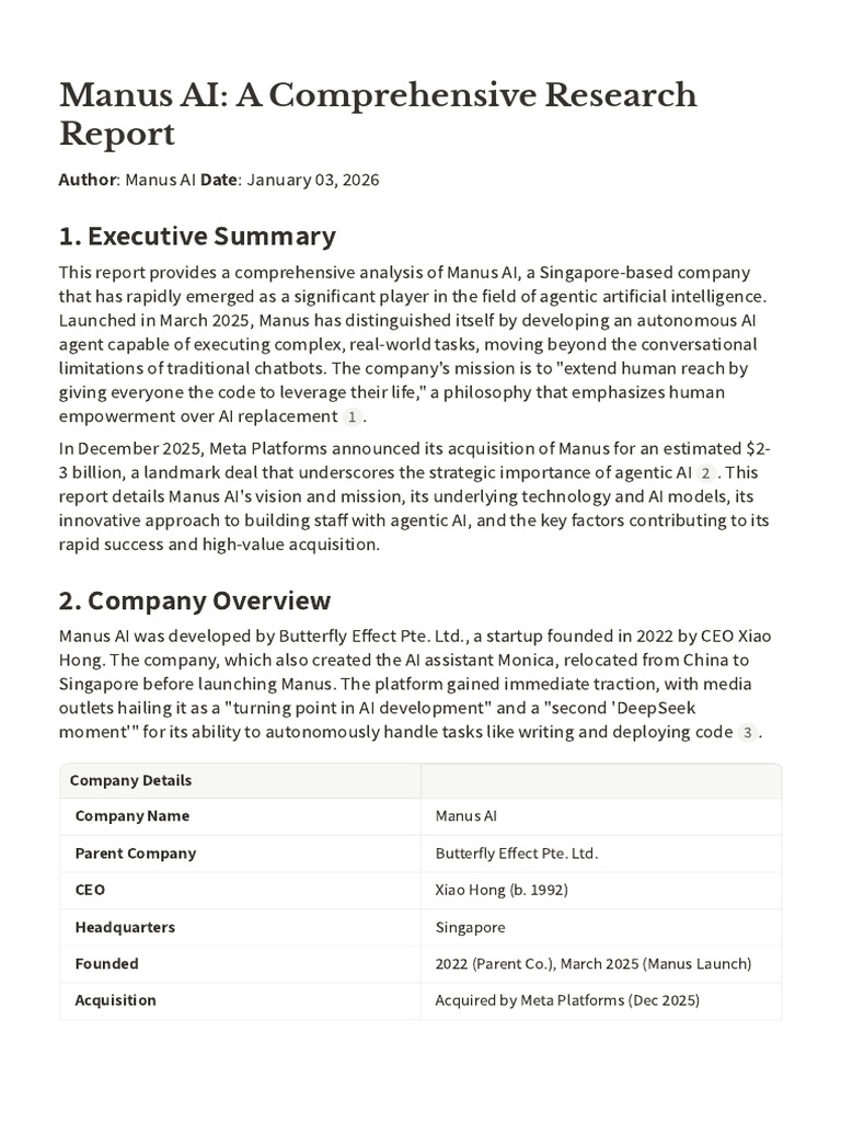 Manus AI A Comprehensive Research Report | PDF | Artificial ...