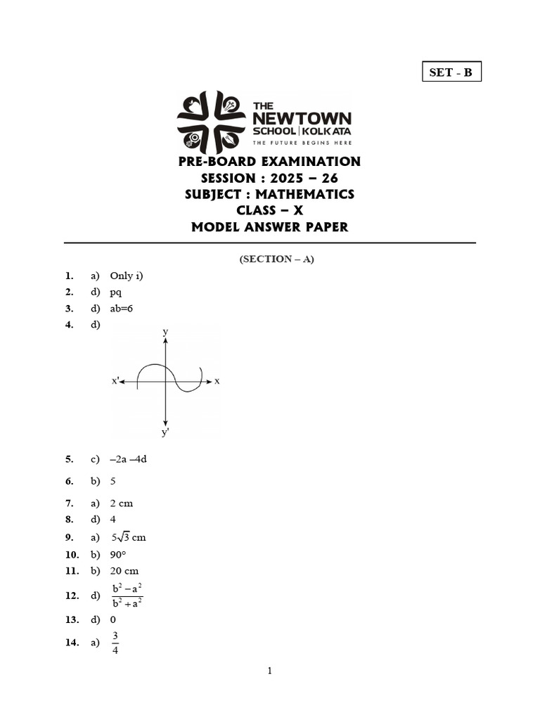X Pre-Board Mathematics 25-26 Set-B Answers F 20260105090001606 | PDF ...