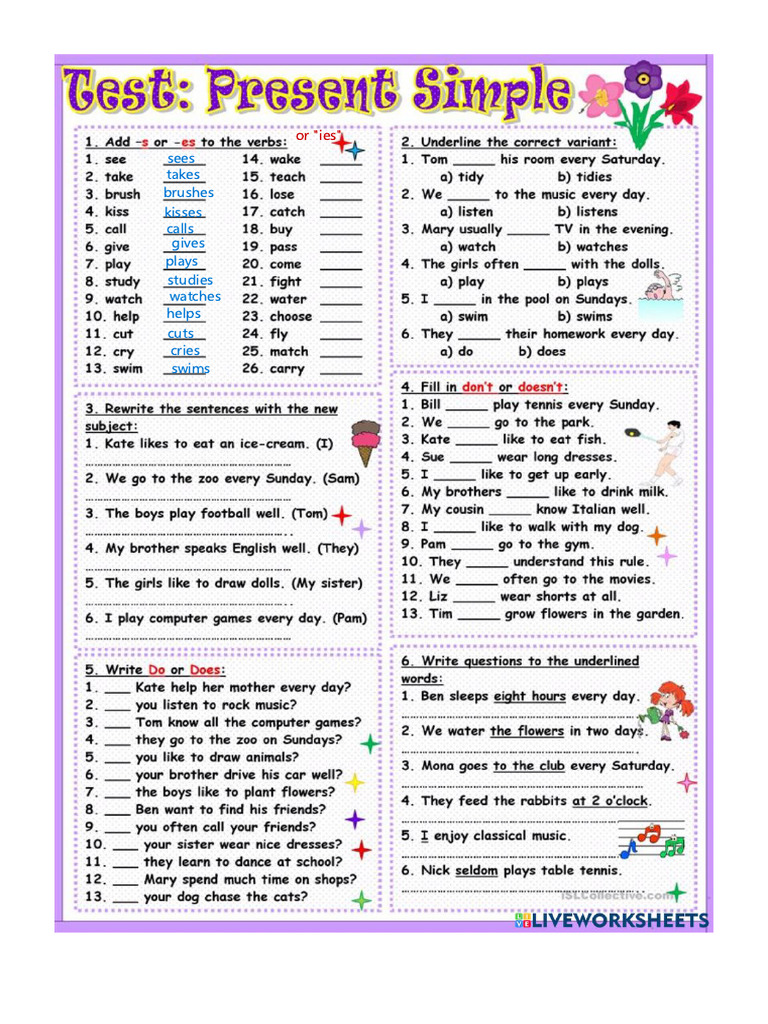 Worksheet - 1567945 Simple Present | PDF