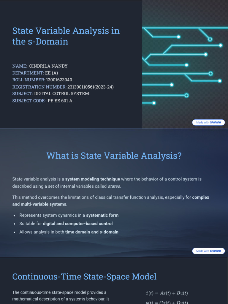 State Variable Analysis in the s Domain | PDF | Laplace Transform | System