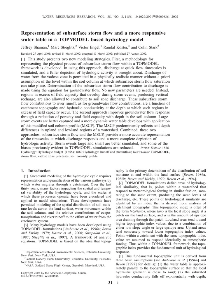 Water Resources Research - 2002 - Shaman - Representation of Subsurface ...