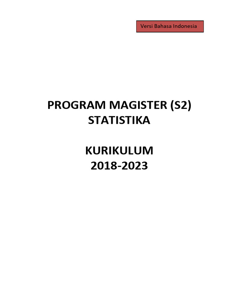 Buku Panduan Akademik Program Studi S2 Statistika 2018 2023 | PDF