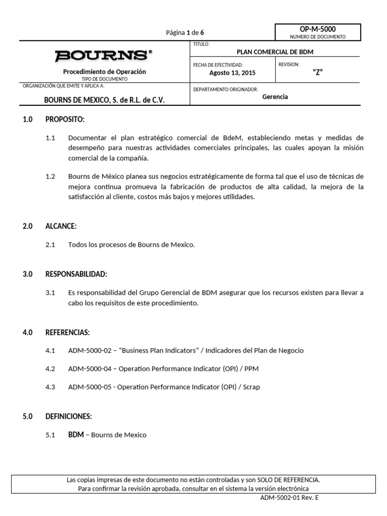 Op-m-5000 Plan Comercial de Bdm | PDF | Economias | Business