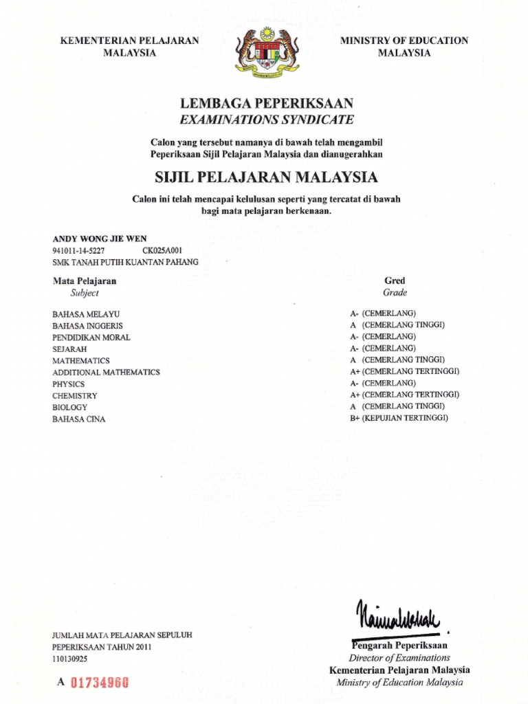 SPM Certificate | PDF
