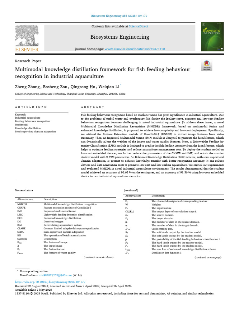 Knowledge Distillation Framework For Fish Feeding Behaviour2025 | PDF ...