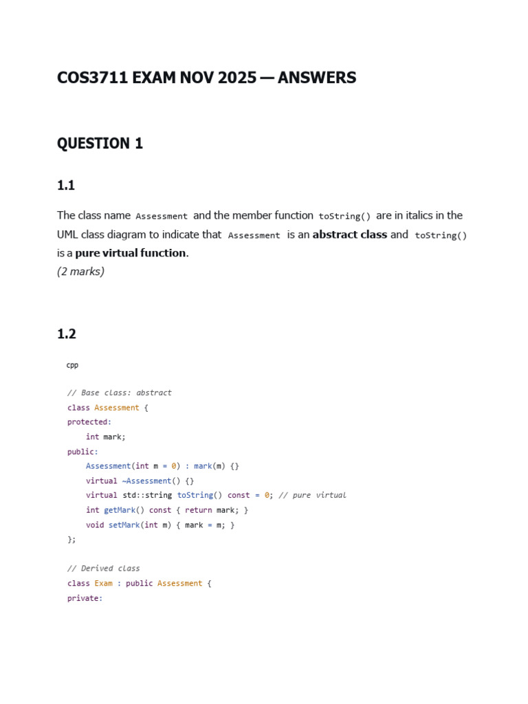 Cos101 Exam 2025 Novemeber Answers | PDF | Method (Computer Programming ...