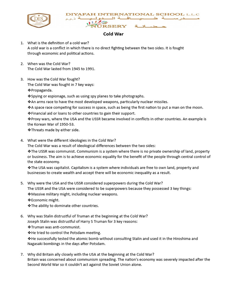 Origin of Cold War Notes | PDF