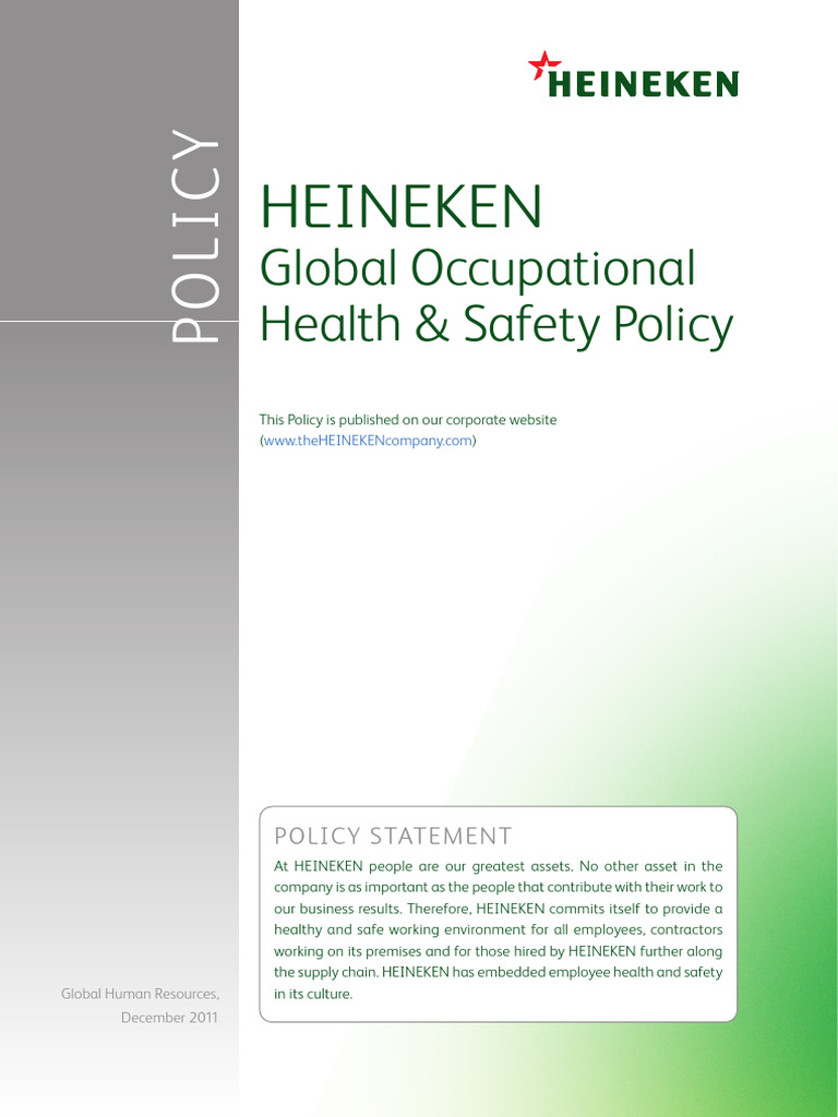 Heineken NV 2011 Global Occupational Health and Safety Policy | PDF ...